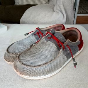 Hey Dudes Men's size 12 Grey and Red
